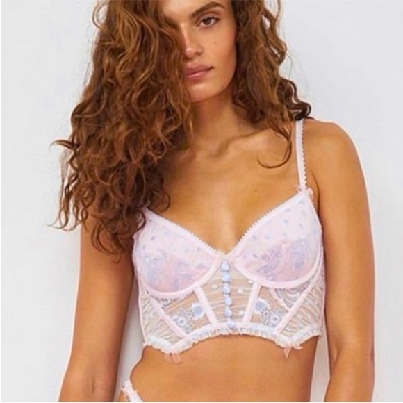 NWT For Love & Lemons foil rose bustier with embroidery size medium - Picture 2 of 9